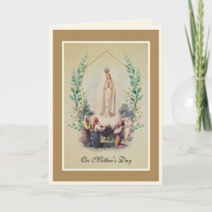 Tarjeta Virgen María Fatima Vintage Día de la Madre Católi