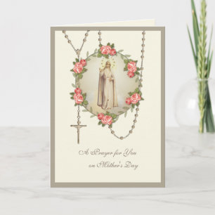 Tarjeta Virgen María Fatima Vintage Día de la Madre Católi