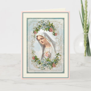 Tarjeta Virgen María Fatima Vintage Día de la Madre Católi