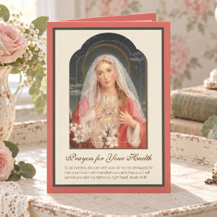Tarjeta Virgen María Floral Escritura Vintage