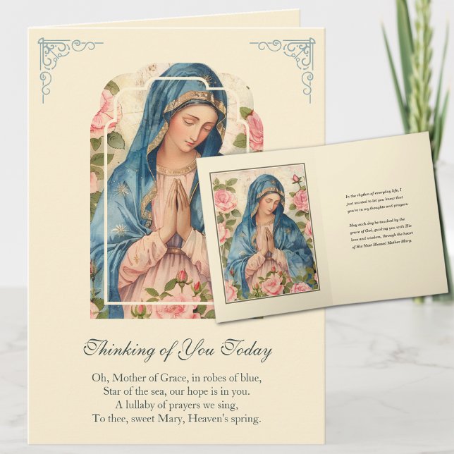 Tarjeta Virgen María Floral Pensando en ti (Subido por el creador)
