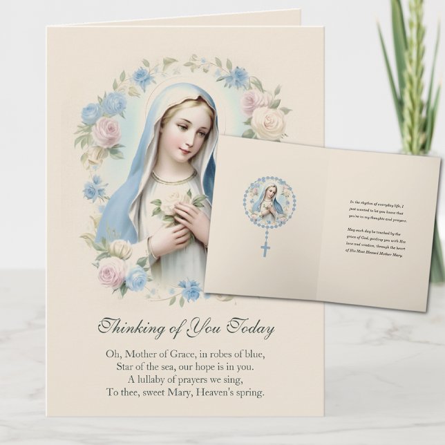 Tarjeta Virgen María Floral Pensando en ti (Subido por el creador)