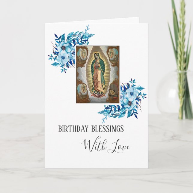 Tarjeta Virgen María Guadalupe Cumpleaños México Religiosa (Anverso)