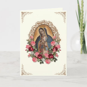 Tarjeta Virgen María Guadalupe Religiosa Católica Vintage 