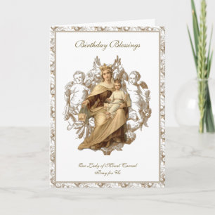 Tarjeta Virgen María Jesús Ángeles Monte Carmelo Religioso