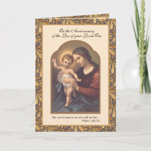 Tarjeta Virgen María Jesús Aniversario de la pérdida de un