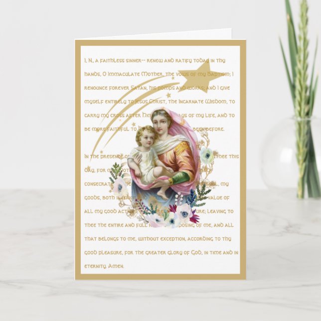 Tarjeta Virgen María Jesús Consecración Oración Religiosa (Anverso)