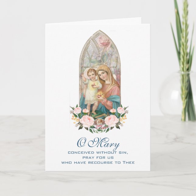 Tarjeta Virgen María Jesús Día de la Madre Católico (Anverso)