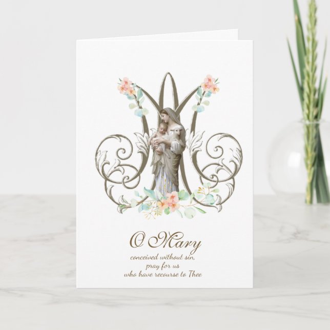 Tarjeta Virgen María Jesús Día de la Madre religioso (Anverso)