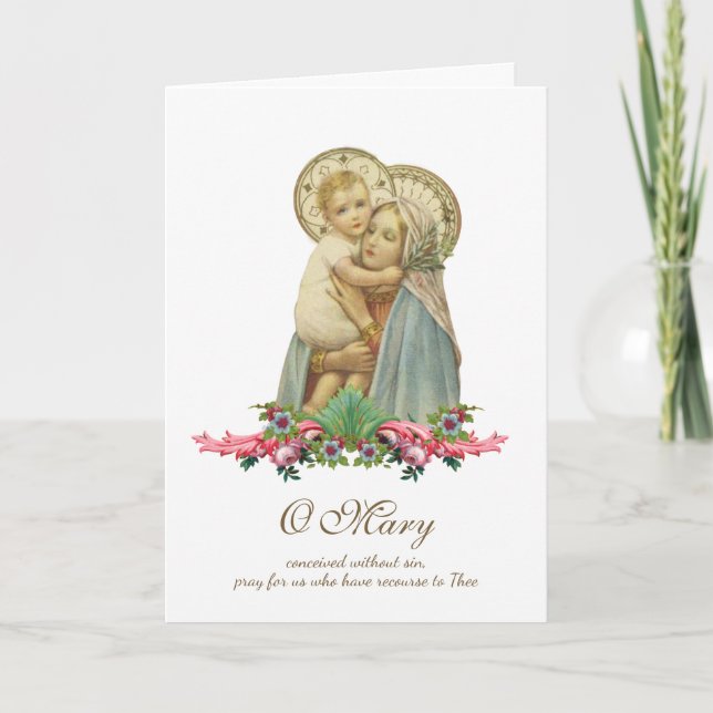 Tarjeta Virgen María Jesús Día de la Madre religioso (Anverso)