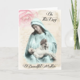 Tarjeta Virgen María Jesús Día de la Madre Vintage