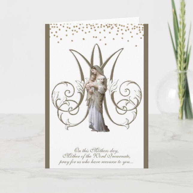 Tarjeta Virgen María Jesús Día de las Madres Religiosas (Anverso)