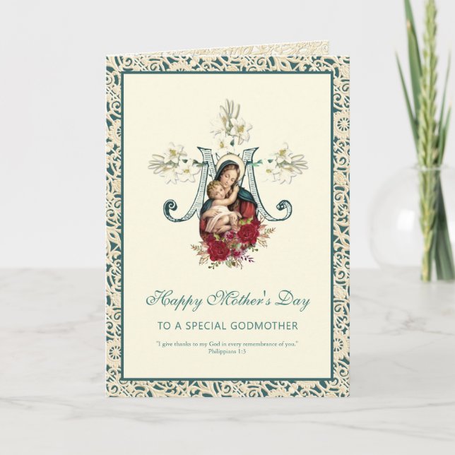 Tarjeta Virgen María Jesús Madre Religiosa (Anverso)