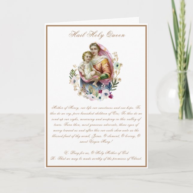 Tarjeta Virgen María Jesús Oración Católica Religiosa (Anverso)