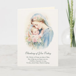 Tarjeta Virgen María Jesús Pensando en Ti Oración