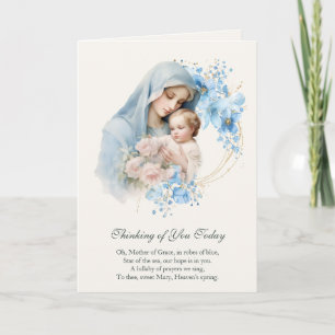 Tarjeta Virgen María Jesús pensando en ti, oración