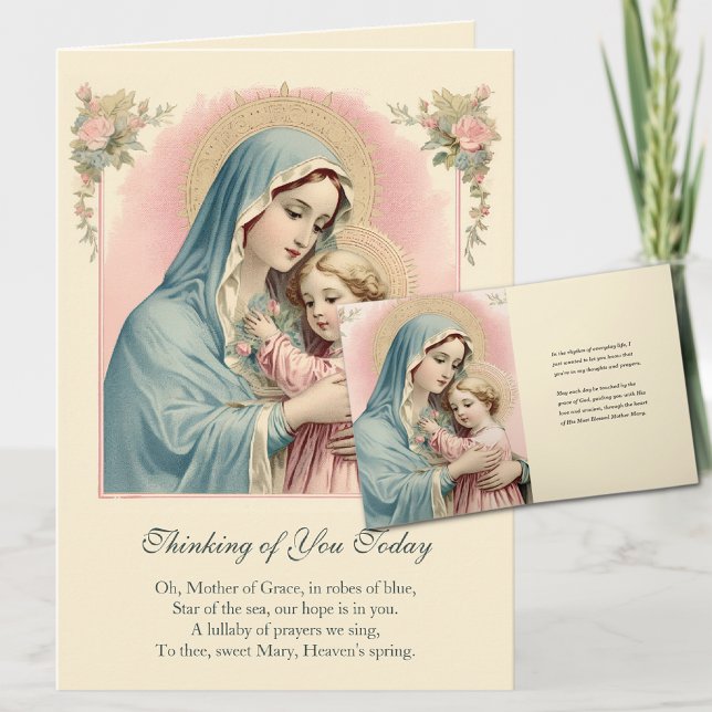 Tarjeta Virgen María Jesús pensando en ti, oración (Share the blessings and convey your warm sentiments to your loved ones. )
