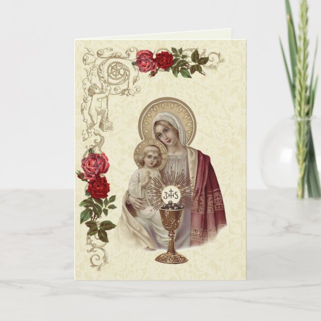 Tarjeta Virgen María Jesús Primera Comunión (Anverso)