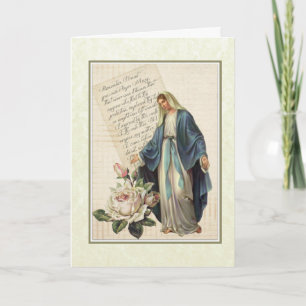 Tarjeta Virgen María Jesús religioso Memorare vintage