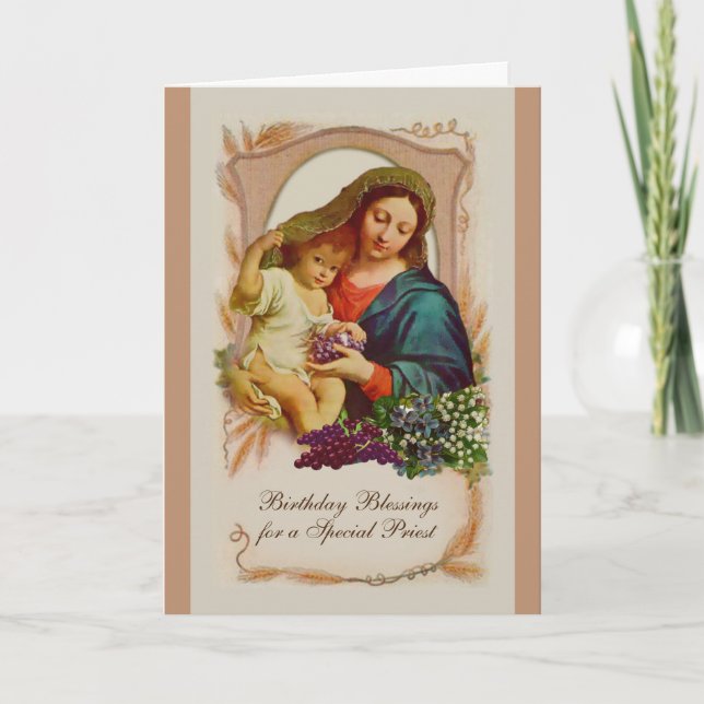 Tarjeta Virgen María Jesús Sacerdote Católico Oración de C (Anverso)