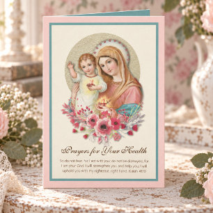 Tarjeta Virgen María Niño Jesús Flores Mejora