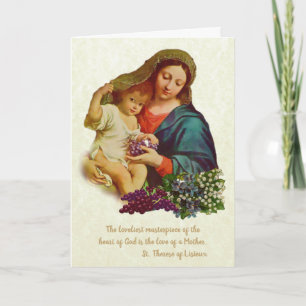 Tarjeta Virgen María Niño Jesús Religiosas Madres Cita