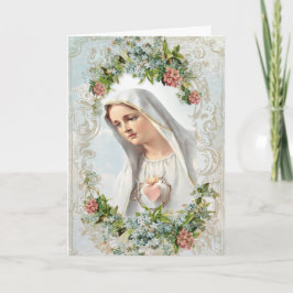 Tarjeta Virgen María Nuestra Señora de Fátima Floral Relig