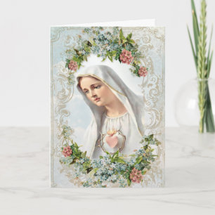 Tarjeta Virgen María Nuestra Señora de Fátima Floral Relig