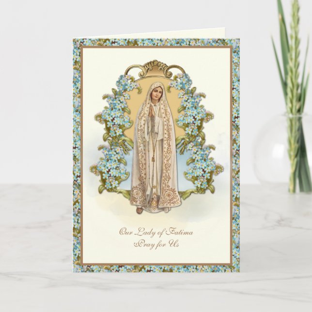 Tarjeta Virgen María Nuestra Señora de Fátima Floral Relig (Anverso)