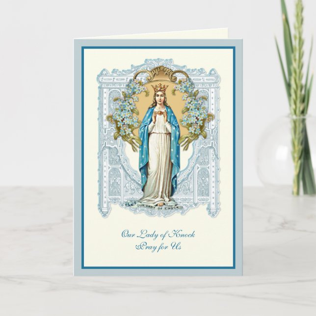 Tarjeta Virgen María Nuestra Señora de las Llamas Floral R (Anverso)