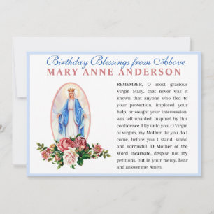Tarjeta Virgen María Oración Católica Religiosa Memorare