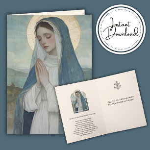 Tarjeta Virgen María Orando Religiosa Católica