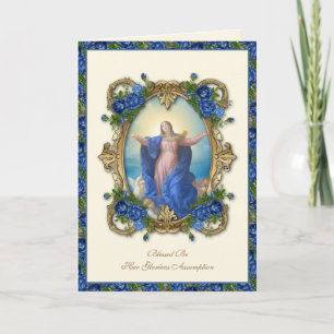 Tarjeta Virgen María Religiosa Floral Católica Asunción