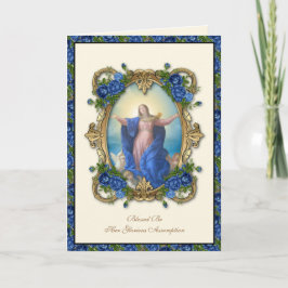 Tarjeta Virgen María Religiosa Floral Católica Asunción