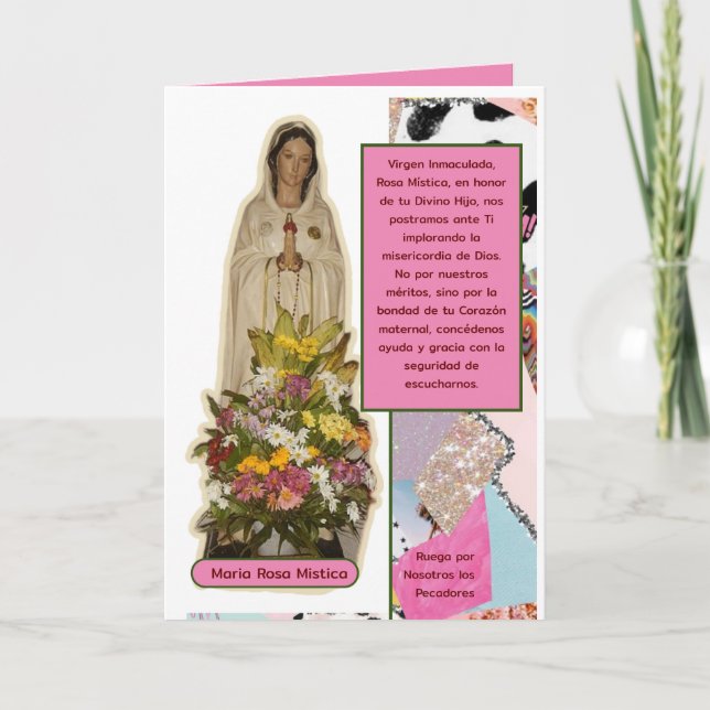 Tarjeta Virgen Maria Rosa Mística (Anverso)