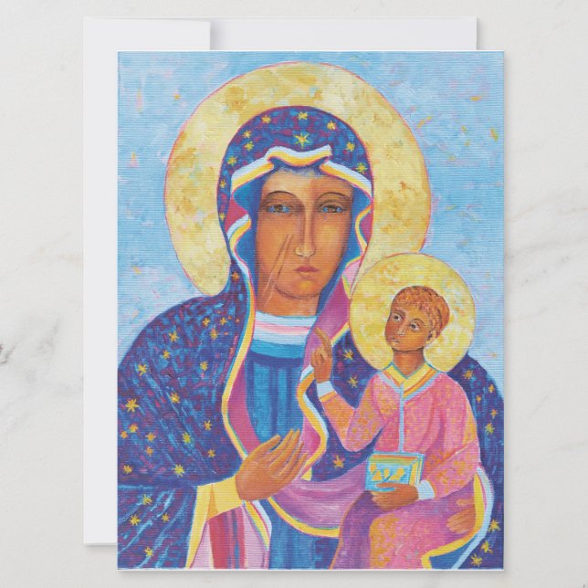 Tarjeta Virgen María y Niño Jesús Madonna negra María (Anverso)
