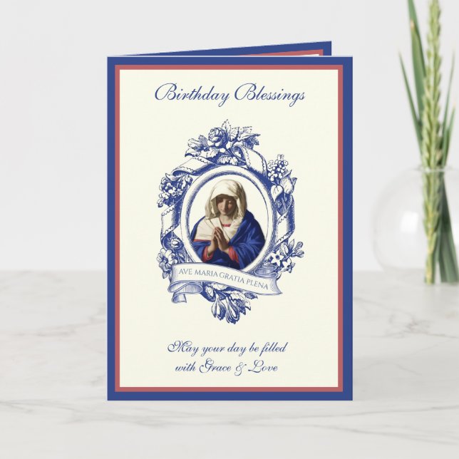 Tarjeta Virgen religiosa católica María saluda a Mary Lati (Anverso)