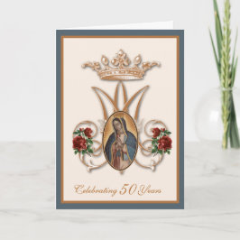 Tarjeta Virgen religiosa Guadalupe María Roses Rojos