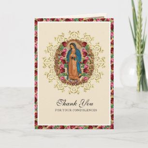 Tarjeta Virgen religiosa María Guadalupe Funeral Católico