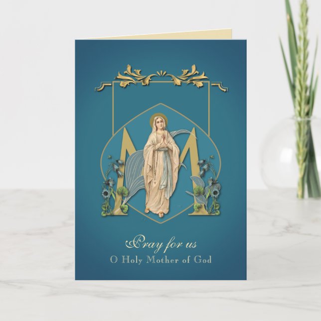 Tarjeta Virgen religiosa María Inmaculada Madre de la Conc (Anverso)