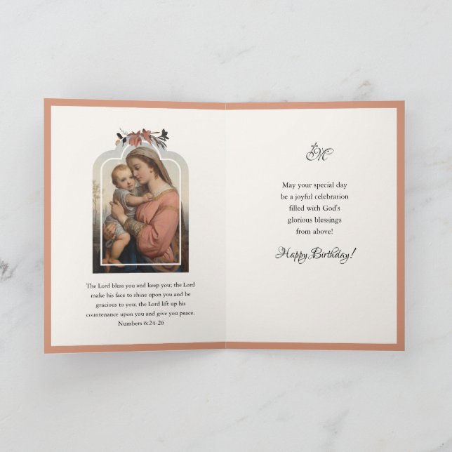 Tarjeta Virgen Religiosa María Jesús Escritura de Oración (Interior)