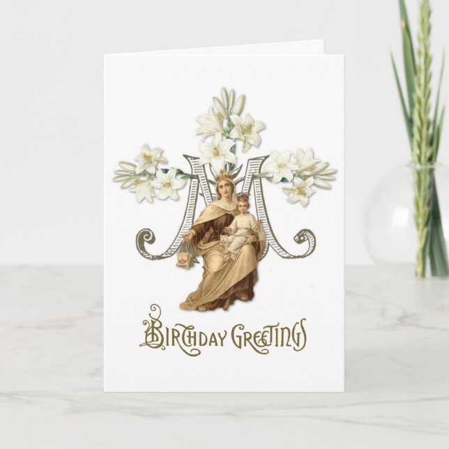 Tarjeta Virgen Religiosa María Jesús Vintage Católico (Anverso)