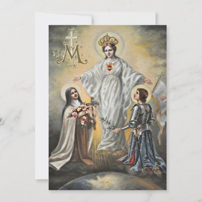 Tarjeta Virgen religiosa María San Juana Teresa de Arco (Anverso)