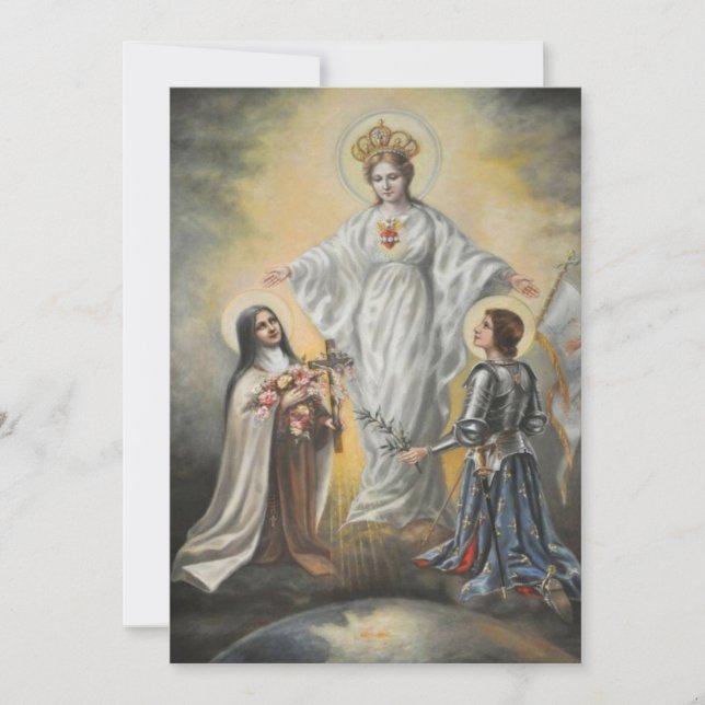 Tarjeta Virgen religiosa María San Juana Teresa de Arco (Anverso)