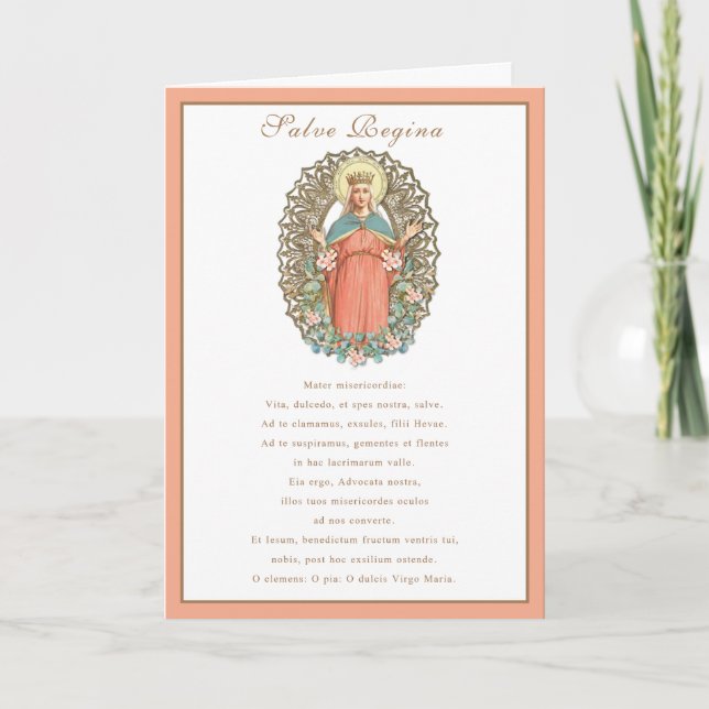 Tarjeta Virgen Vintage María Oración Católica Religiosa (Anverso)