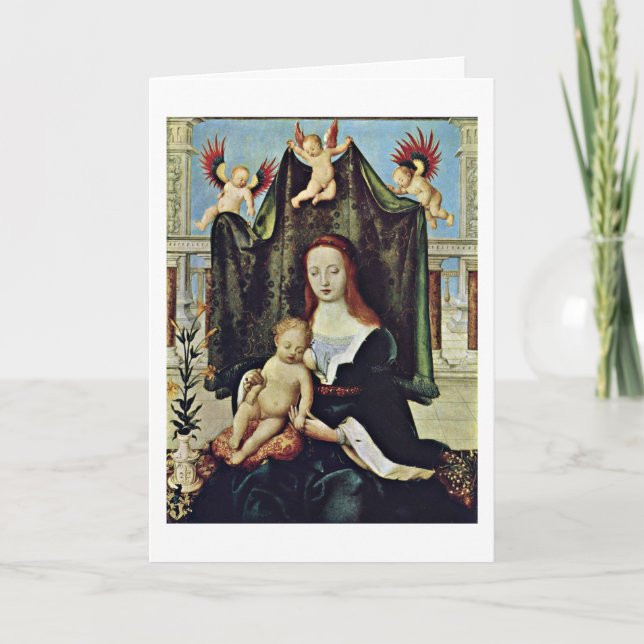 Tarjeta Virgen y niño de Hans Holbein la anciano (Anverso)
