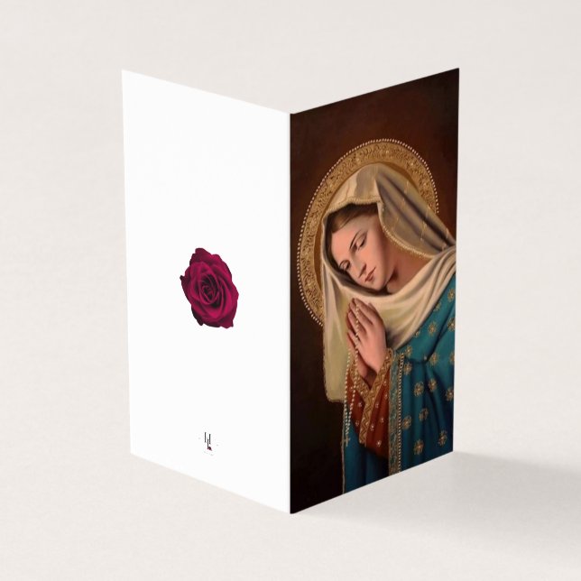 Tarjeta Virgin María Condolencia Católica Gracias Cartas (Exterior)