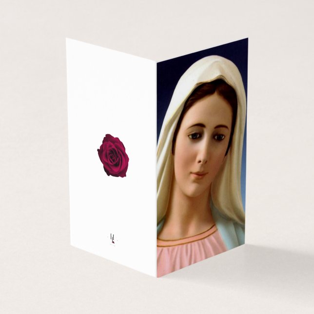 Tarjeta Virgin María Condolencia Católica Gracias Cartas (Exterior)