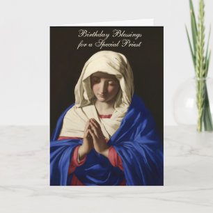 Tarjeta Virgin Mary Religiosa Sacerdote Oración de cumplea