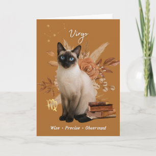 Tarjeta Virgo Cat Birthday Card